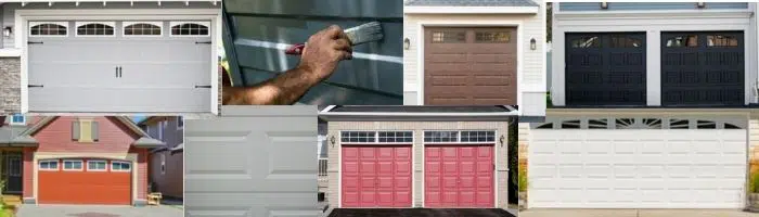 Nine garage doors in different colors