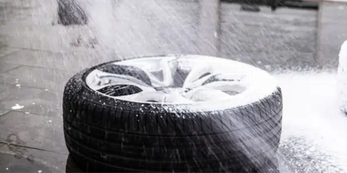 Cleaning a tire before seasonal garage storage