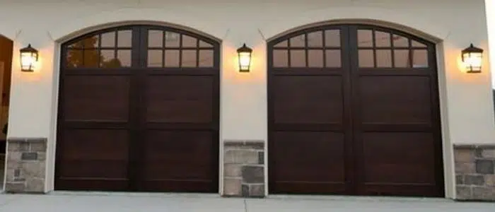 Double garage door with upper windows