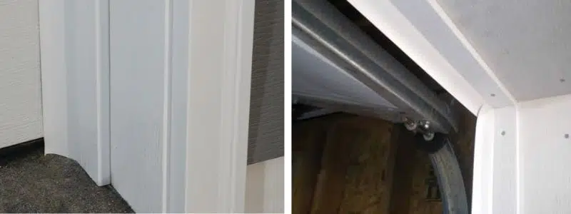 New flexible perimeter weatherseal installed along the sides of a garage door