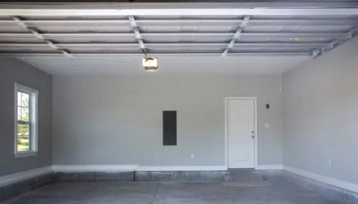 Gray painted garage interior with natural light