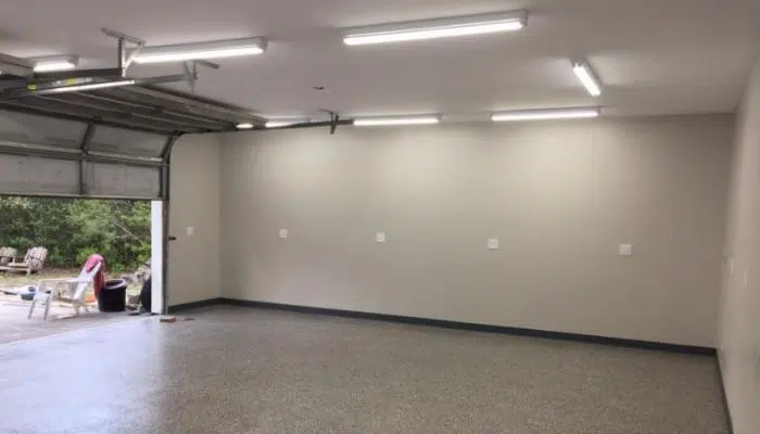 Garage with warm neutral beige walls