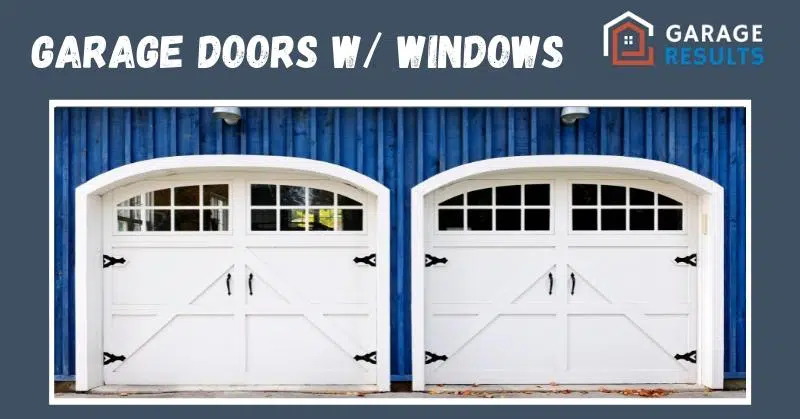 Garage door with a row of upper windows on a finished home