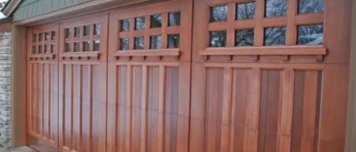 Unique wood garage door with upper windows