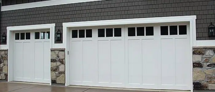 White Craftsman garage door with windows