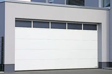 White modern garage door with upper windows