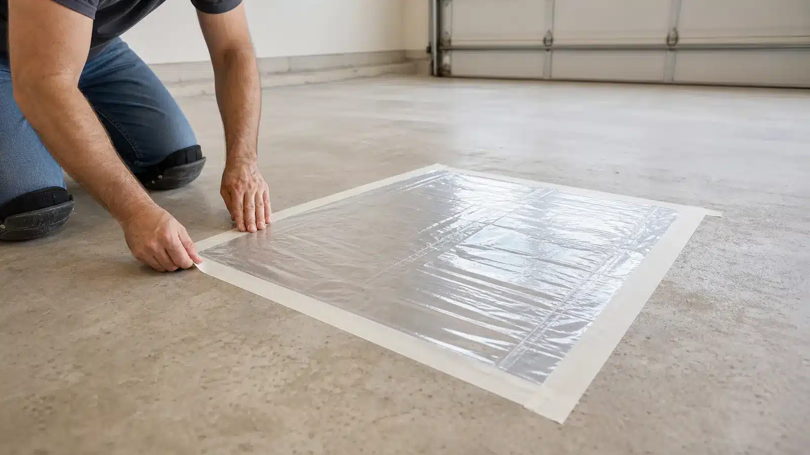 garage floor moisture plastic sheet hero