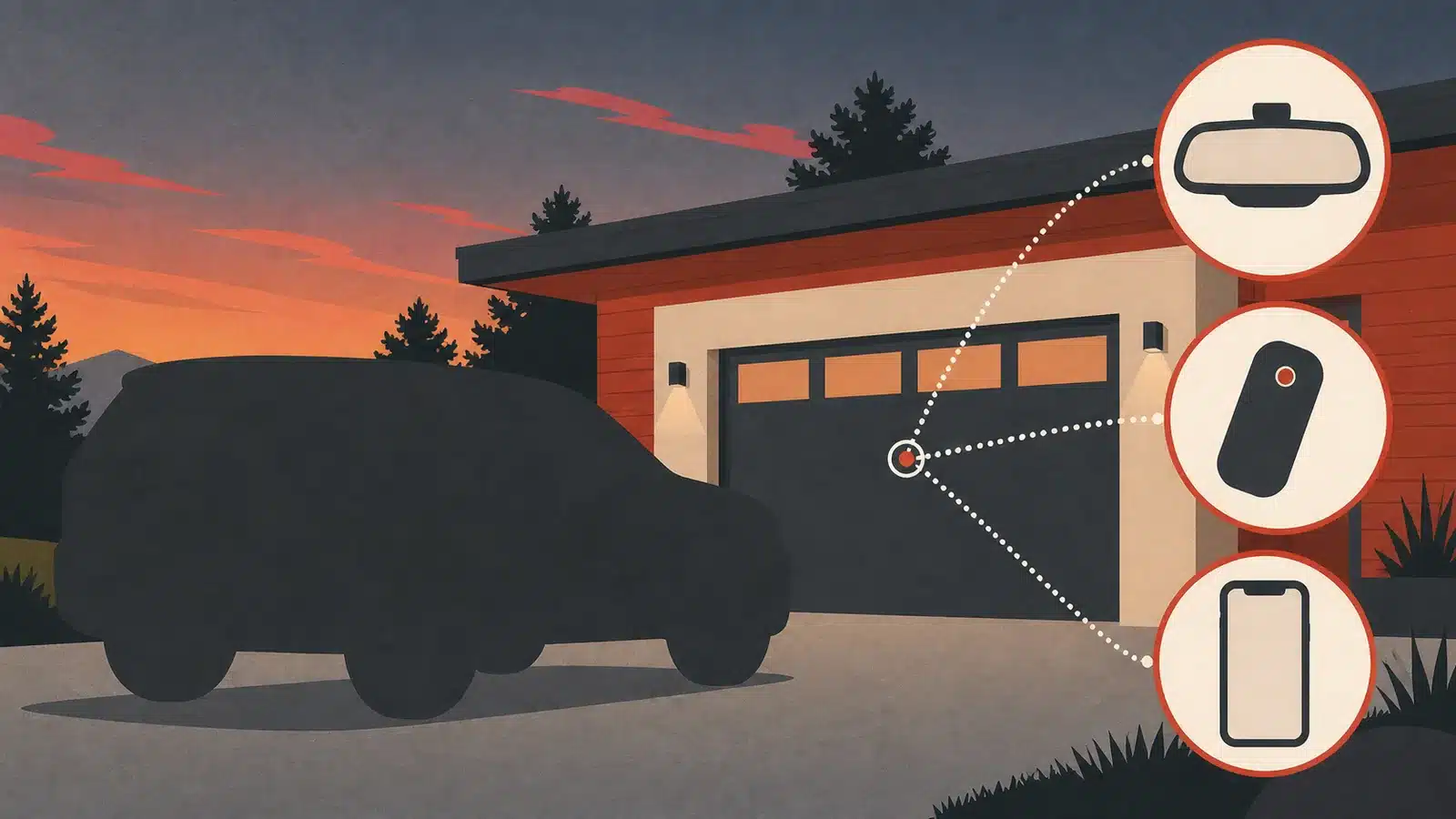 Illustration of garage-door-control options for a 2026 Honda Passport