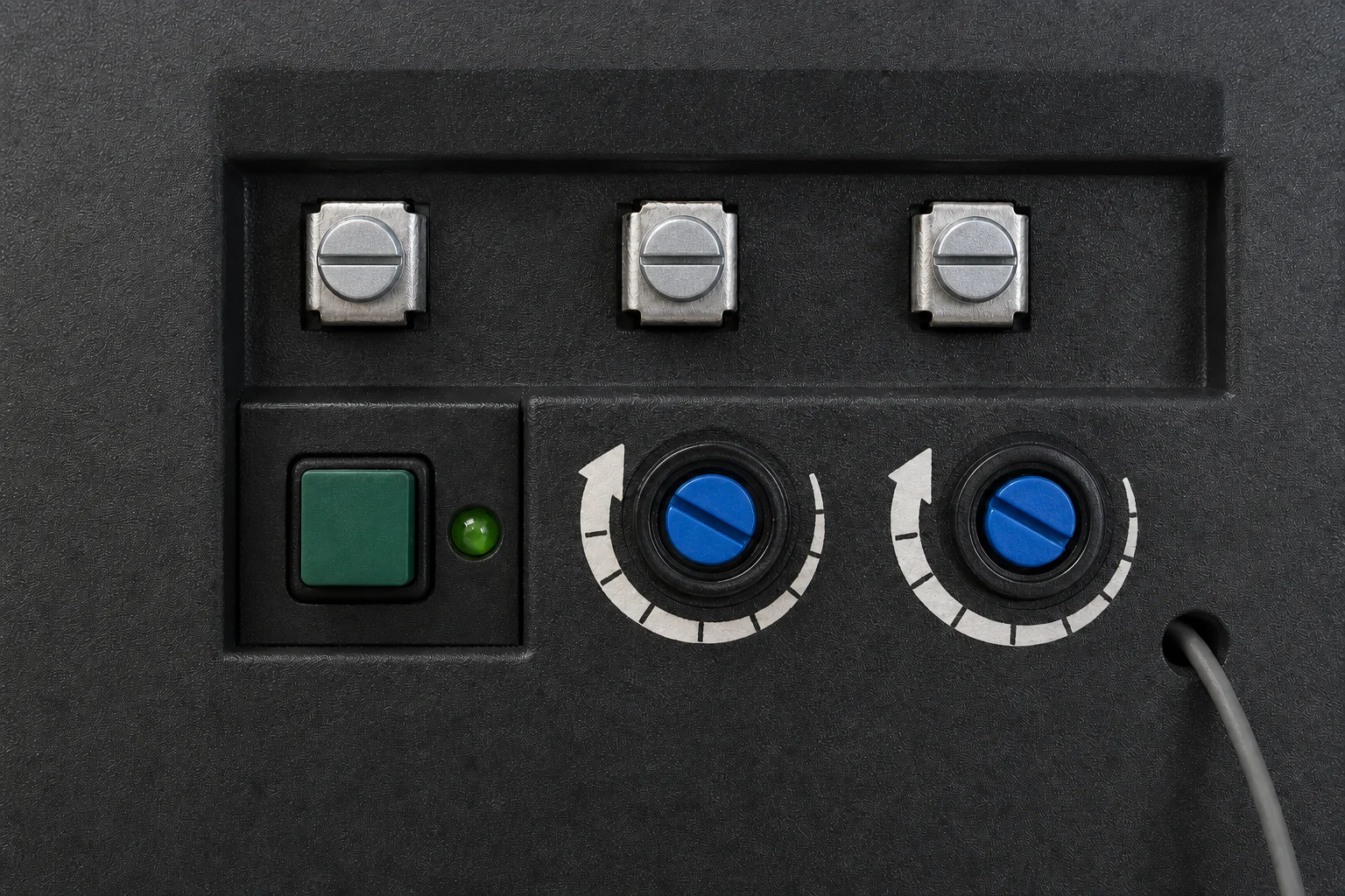 Illustrated close-up of a green garage door opener LEARN button